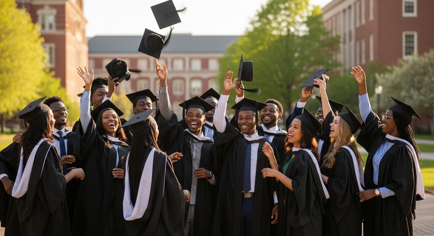 Students in graduation caps